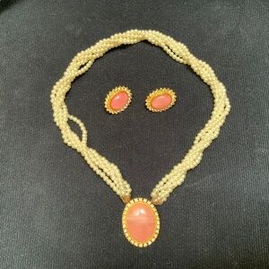 Matched Set of Retro Necklace and Earrings